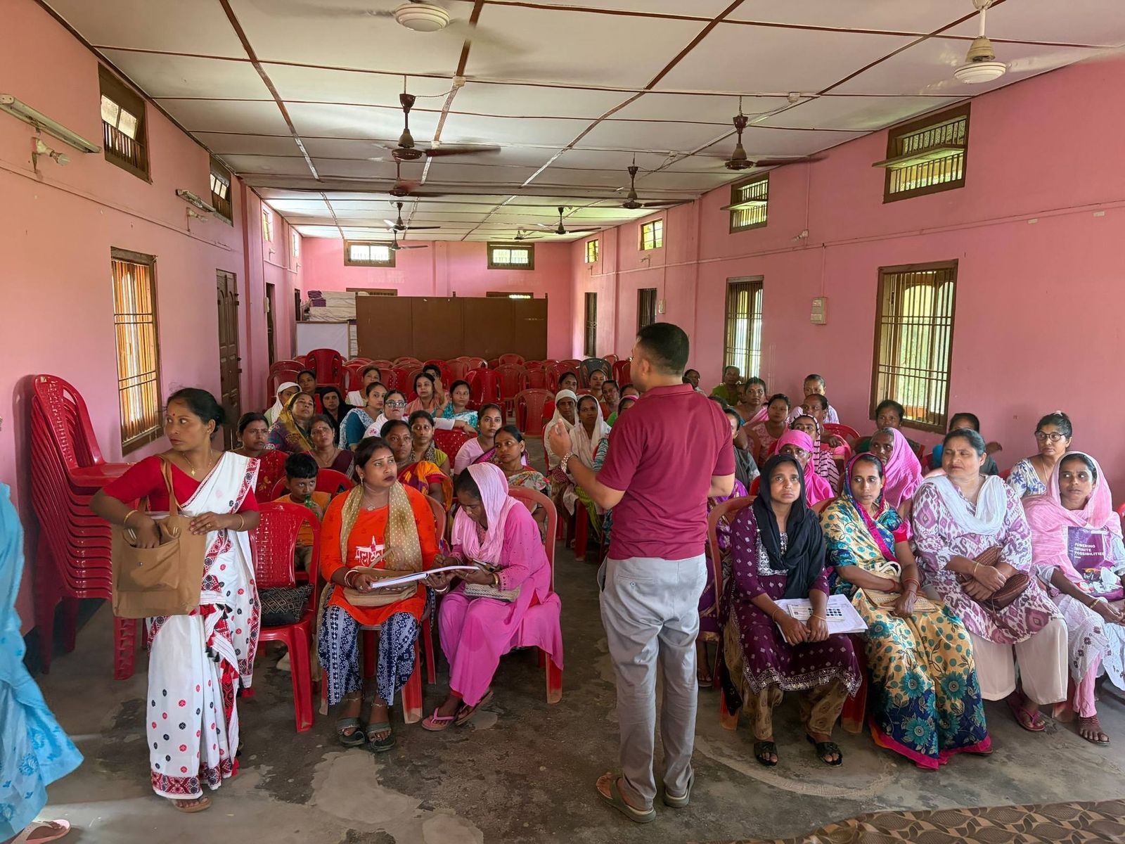 Women from a Nagaon village at a Pragyan Sankar Foundation community meeting