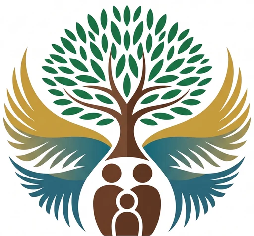 Pragyan Sankar Foundation emblem — a tree of life with family figures, gold and teal wings
